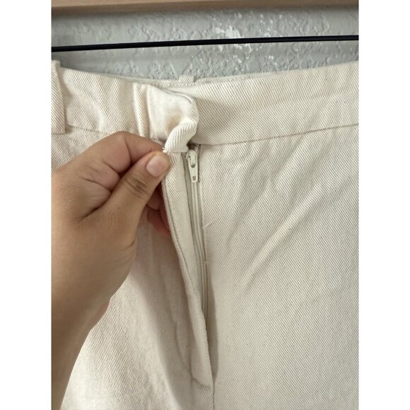 Zara 100% Cotton Beige Wide Leg Jeans Neutral Minimalist Baggy Casual XL - Picture 6 of 8